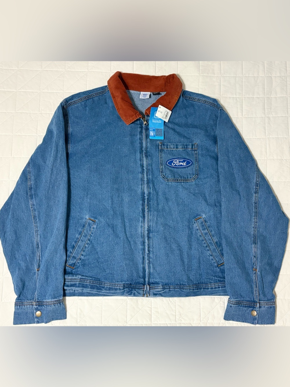 SOLD - Ford Motor Co. Official Licensed Corduroy Collar Denim Jacket - Size XXL - Picture 2 of 7
